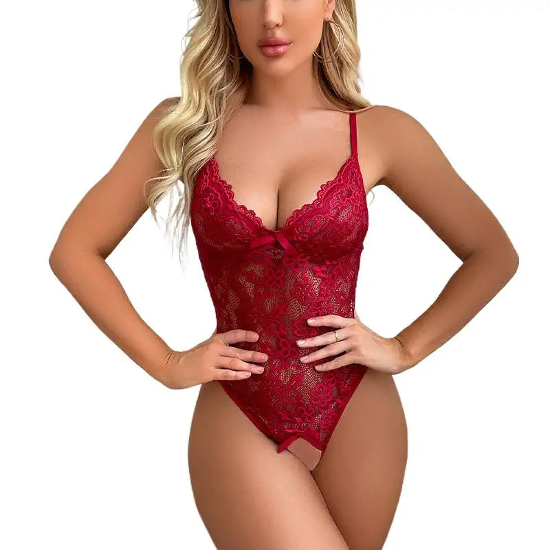 Red Floral Lace Teddy