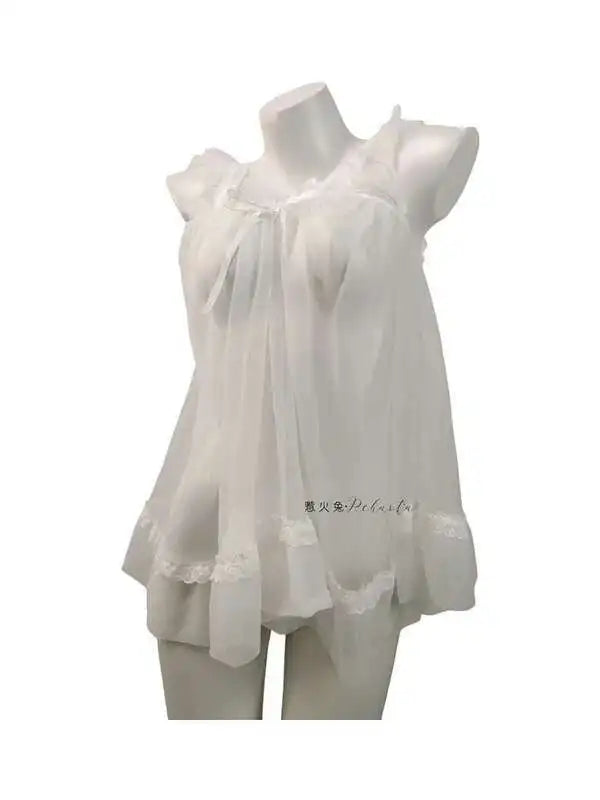 White Lace Mesh Mini Dress